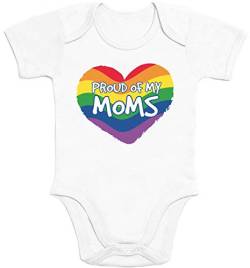 Shirtgeil Baby Body Proud of My Moms - LGBT Regenbogen Herz Geschenke für Mütter 6-12 Monate Weiß von Shirtgeil