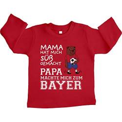 Shirtgeil Baby Langarmshirt Fußball Fanartikel Papa machte Mich zum Bayer Geschenk Junge Mädchen 18-24 Monate Rot von Shirtgeil