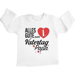 Shirtgeil Baby Langarmshirt Junge Mädchen Vatertagsgeschenk Alles Gute zum 1 3-6 Monate Weiß von Shirtgeil