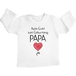 Shirtgeil Baby Langarmshirt Mädchen Junge Alles Gute Zum Geburtstag Papa Vater Geschenk Papa 3-6 Monate Weiß von Shirtgeil