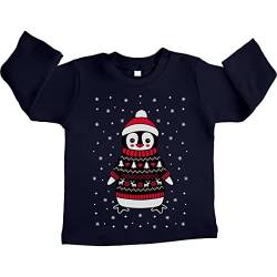 Shirtgeil Baby Langarmshirt Xmas Pinguin mit Rentier Weihnachtspullover Baby Pullover Mädchen Junge 12-18 Monate Marineblau von Shirtgeil