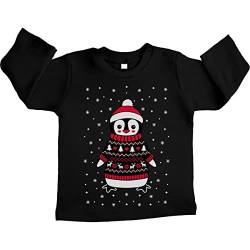 Shirtgeil Baby Langarmshirt Xmas Pinguin mit Rentier Weihnachtspullover Baby Pullover Mädchen Junge 6-12 Monate Schwarz von Shirtgeil