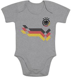 Shirtgeil Kurzarm Baby Body Fußball Trikot Motiv Deutschland - 2024 EM Strampler Junge Mädchen Babykleidung - Erstausstattung Neugeborene Jungen - Babystrampler 3-6 Monate Grau von Shirtgeil