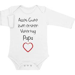 Shirtgeil Langarm Baby Body Alles Gute zum ersten Vatertag Papa Herz - Vater Geschenk Papa Baby 3-6 Monate Weiß von Shirtgeil