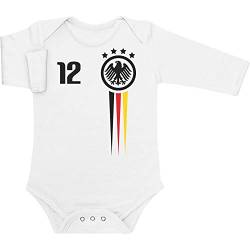 Shirtgeil Langarm Baby Body Fußball EM Deutschland Nationalmannschaft Geschenk Strampler 12-18 Monate Weiß von Shirtgeil