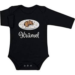 Shirtgeil Langarm Baby Body Kostüm Krümel Keks als Geschenk für Neugeborene Mädchen oder Jungen 3-6 Monate Schwarz von Shirtgeil