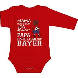 Shirtgeil Langarm Baby Body Mama hat Mich süß gemacht Papa machte Mich zum Bayer Fußball Geschenk 3-6 Monate Rot von Shirtgeil