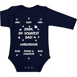 Shirtgeil Langarm Baby Body Papa Du Schaffst Das - Witziges Strampler Motiv für Väter 0-3 Monate Marineblau von Shirtgeil