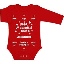 Shirtgeil Langarm Baby Body Papa Du Schaffst Das - Witziges Strampler Motiv für Väter 0-3 Monate Rot von Shirtgeil