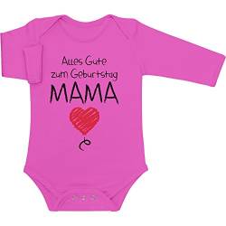 Shirtgeil Langarm Baby Body mit Spruch Alles Gute Zum Geburtstag Mama Geschenk Strampler 6-12 Monate Wow rosa von Shirtgeil