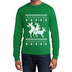 Shirtgeil Langarmshirt Herren Rehntier Dreier Weihnachts Reindeer Dünner Männer Pullover Medium Grün von Shirtgeil