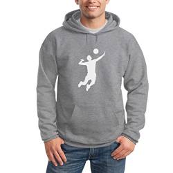 Shirtgeil Männer Volleyball Silhuette Fanartikel Geschenk Kapuzenpullover Hoodie Large Grau von Shirtgeil