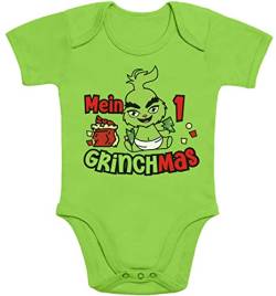 Shirtgeil Mein erstes Grinchmas Grinch Weihnachtsoutfit Baby Body Kurzarm-Body Newborn Limettengrün von Shirtgeil
