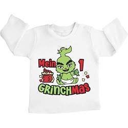 Shirtgeil Mein erstes Grinchmas Grinch Weihnachtsoutfit Unisex Baby Langarmshirt Gr. 66-93 6-12 Monate Weiß von Shirtgeil