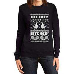 Shirtgeil Merry Christmas Bitches Weihnachtspullover - Winterpulli für Damen Schwarz X-Large von Shirtgeil