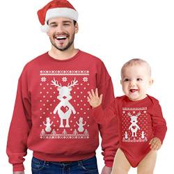 Shirtgeil Pullover Herren Baby Body Rentier Partnerlook Schneemann Ugly Xmas Weihnachtspulli Weihnachtsbody Mann Rot L/Baby Rot 6-12 Monate von Shirtgeil