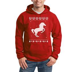 Shirtgeil Ugly Christmas Pferde Weihnachtspullover Herren Kapuzenpullover Hoodie 3X-Large Rot von Shirtgeil