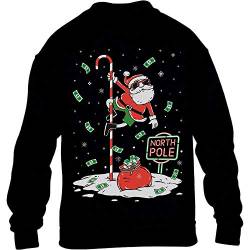 ShirtgeilDancing Santa North Pole Weihnachtspullover Kinder Pullover Sweatshirt , Schwarz, 140 von Shirtgeil