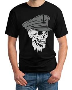 Skull Totenkopf Moin Tshirt Herren Hamburg Souvenir Herren T-Shirt 4X-Large Schwarz von Shirtgeil