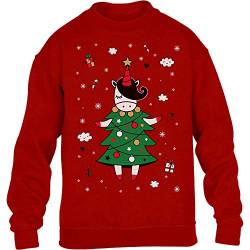 Sweatshirt Jungen Mädchen Ugly Christmas Weihnachts Tannenbaum Einhorn Pullover 104 Rot von Shirtgeil