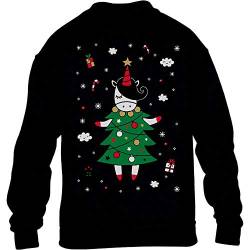 Sweatshirt Jungen Mädchen Ugly Christmas Weihnachts Tannenbaum Einhorn Pullover 140 Schwarz von Shirtgeil