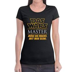 T-Shirt Damen Uni - Das Wars - Master - Geschenk zum Abschluss Tshirt Frauen Slim Fit Medium Schwarz von Shirtgeil