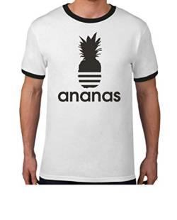 T-Shirt Herren - Cooles Ananas Pineapple Sommer Shirt - Outfit Herren Kleidung Sommer Männer Tshirt Kurzarm XXL Weiß/Schwarz von Shirtgeil