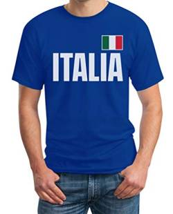 T-Shirt Herren Italien Fußball EM Fan Shirt Italia Männer Tshirt Trikot XL Blau von Shirtgeil
