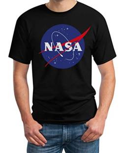 T-Shirt Herren - NASA Logo Motiv - Space Raumfahrt Männer Outfit - Logo NASA Shirt - Sommer Basic Oberteil Männer - NASA Tshirt Herren 3XL Schwarz von Shirtgeil