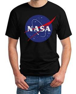 T-Shirt Herren - NASA Logo Motiv - Space Raumfahrt Männer Outfit - Logo NASA Shirt - Sommer Basic Oberteil Männer - NASA Tshirt Herren 4XL Schwarz von Shirtgeil