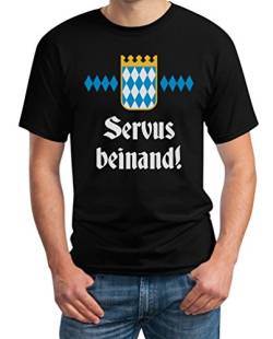 T-Shirt Herren Oktoberfest Wiesn Outfit - Servus Beinand! Männer Tshirt L Schwarz von Shirtgeil