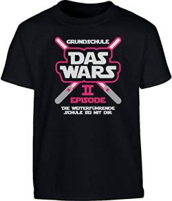 T-Shirt Mädchen Grundschule Abschluss & Schulanfang Das Wars Rosa Laser Mädchen Tshirt 9-10 Jahre (146cm) Schwarz von Shirtgeil