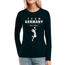 Team Germany Damen Volleyball Fanartikel Rio Frauen Langarm-T-Shirt Small Schwarz von Shirtgeil