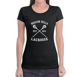 Teen Beacon Hills Lacrosse Wolf Damen Schwarz Medium T-Shirt Slim Fit von Shirtgeil