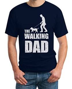 The Walking Dad für Hundeliebhaber Herrchen Hunde Motive Herren T-Shirt Medium Marineblau von Shirtgeil