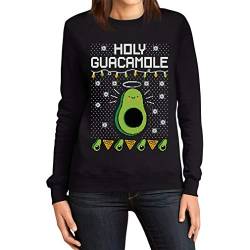 Ugly Chrismas Holy Guacamole - Avocado Engel Frauen Sweatshirt Medium Schwarz von Shirtgeil