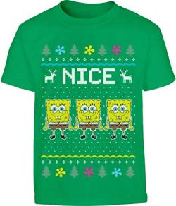Ugly Christmas Nice Sponge Bob Kinder und Teenager T-Shirt 164 Grün von Shirtgeil