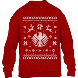 Weihnachten Fußball WM Deutschland Adler Kinder Pullover Sweatshirt 140 Rot von Shirtgeil