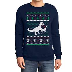 Weihnachten Lustiges Motiv T-Rex Vs Rentier Geschenk Sweatshirt Large Marineblau von Shirtgeil