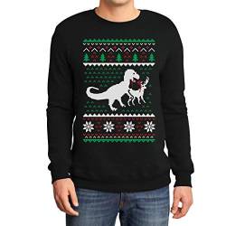 Weihnachten Lustiges Motiv T-Rex Vs Rentier Geschenk Sweatshirt XX-Large Schwarz von Shirtgeil