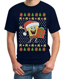 Weihnachtsmann Spongebob Offizielles Nickelodeon Shirt Herren T-Shirt X-Large Marineblau von Shirtgeil