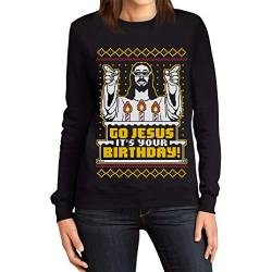 Weihnachtspullover Damen - Go Jesus It's Your Birthday Frauen Sweatshirt Medium Schwarz von Shirtgeil