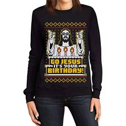 Weihnachtspullover Damen - Go Jesus It's Your Birthday Frauen Sweatshirt Small Schwarz von Shirtgeil