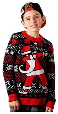 Weinachtspullover Kinder Strickpulli Dab Ugly Christmas Sweater Kids Sweater Large von Shirtgeil