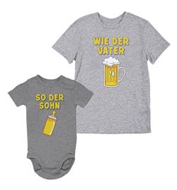 Wie der Vater so der Sohn Partnerlook Papa Baby Geschenk Set T-Shirt & Babybody Papa Grau Medium/Baby Grau 6M von Shirtgeil