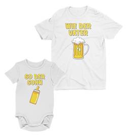 Wie der Vater so der Sohn Partnerlook Papa Baby Geschenk Set T-Shirt & Babybody Papa Weiß XX-Large/Baby Weiß Newborn von Shirtgeil