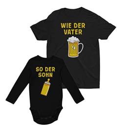 Wie der Vater so der Sohn Partnerlook Papa Baby Set mit T-Shirt & Langarm Body Papa Schwarz 3X-Large/Baby Schwarz 18M von Shirtgeil