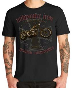 Biker T-Shirt Milwaukee Iron Legends Chopper Bobber V2 Motorrad Motorcycle (M, Shovelhead Cross schwarz) von Shirtmatic