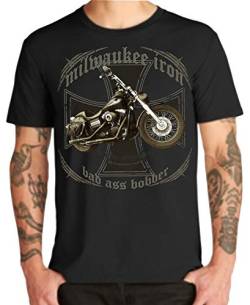 Biker T-Shirt Milwaukee Iron Legends Chopper Bobber V2 Motorrad Motorcycle (M, StreetBob schwarz) von Shirtmatic