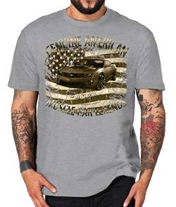 Chevy American musclecar modern Camaro USA T-Shirt (M, USA grau) von Shirtmatic